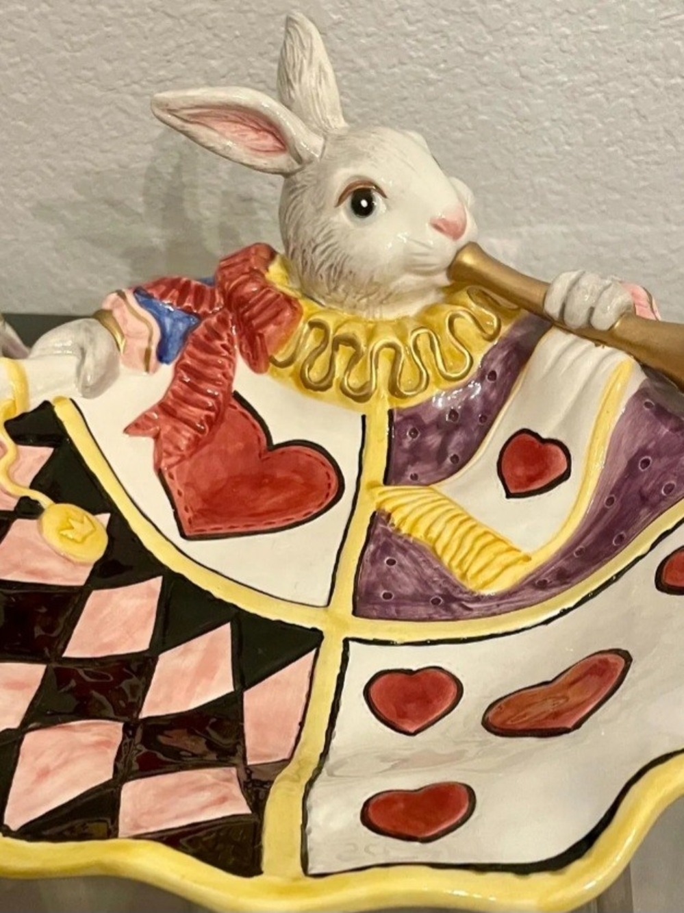 Vintage Alice in Wonderland Fritz & Floyd White Rabbit Candy Dish / Server Bowl